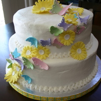 Butterflies And Daisies 12" & 10" BC with gumpaste butterflies and daisies.