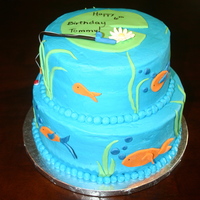 Going Fishing 10" & 8" chocolate cake with oreo filling. Made for a little boy's 6th birthday.