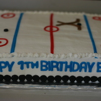 Hockey Cake Chocolate cake with oreo filling. The birthday boy loves hockey.