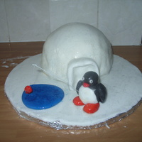 Pingu Igloo Cake made for a little girls second birthday i loved the way pingu turned out!!!