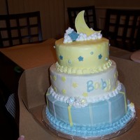 Baby Shower Moon & Star theme baby shower cake. Buttercream iced cakes.. bottom was hummingbird, and the others were chocolate. Thanks for looking...