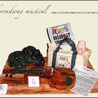 Broadway Musical this cake was created for a performing arts open house. everything shown is edible, including the sheet music, hardwood floor, violin,...