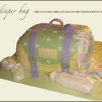 Diaper Bag I made this cake for my sister's baby shower. I used a 3-D mold to make the bottle and the booties, but next time I will try the...