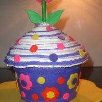 Giant Cupcake For a 10-year-old (who helped decorate it) - we made "sprinkles" out of fondant because we couldn't find any big enough.