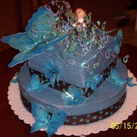Paislee's 3Rd Birthday Cake cornflower bule cake with beads and angel