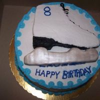 Ice Skate I made this cake for an Ice skating birthday party. I carved the ice skate out of an 8" square cake and frosted it with butter cream...