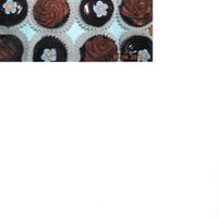 Ganache Covered Cupcakes Mini cupcakes with poured and whipped ganache