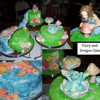 Fairy And Dragon Cake All decorative pieces are sculpted from gum paste/fondant and are edible, except the Fairy's wings (which are wire dipped gelatin) and...