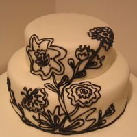 Floral Black & White Cake 