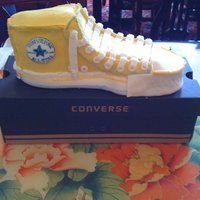 Converse Shoe My son wanted a Converse shoe for his 13th birthday cake. I am not thrilled with the outcome but it's ok. I was attempting to make it...