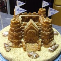 Sand Castle Cake The bottom cake is a 12" round with buttercream icing and crushed graham crackers for the sand. The sandcastle cake was made with a...