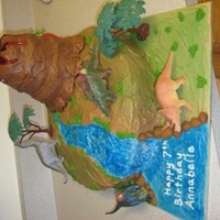 Dinosaur Delight this was for my daughter's 7th birthday - she was very specific about what she wanted (there had to be a volcano, and a carnivore...