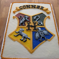Hogwarts Crest Cake I made this cake after being inspired by other "crest" cakes on the internet. It was for a friend's (who is a Harry Potter...