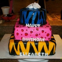 Animal Print 12", 10", and 8" all chocolate with strawberry filling, frosted in butter cream and accented with fondant. They wanted a...