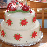 Poinsettia Cake Cake was for a friends baby shower. She requested a Christmas theme with no baby anything....hahaha. Chocolate cake w/chocolate buttercream...