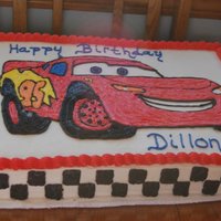 Lightning Mcqeen Choc cake with butter cream icing and decorations. Done for a friend's son