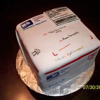 Priority Box Coworker from the post office was retiring and made this cake.