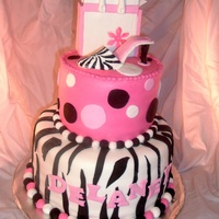 Pink And Zebra Birthday Pink Polka Dots and Zebra with a Shoe topper