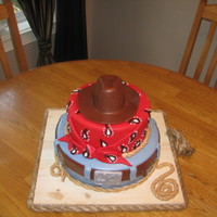 Cowboy Cake MMF decorations and what a nightmare with this cake in the humidity! UGH! Glad it is done and hopefully it holds up to the destination!!