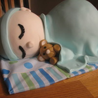 Sleeping Baby WIlton wonder Mold Pan and ball pan put together with a few extra pieces for a round rump! lol Thank you Mamacc for the inspiration! :-)