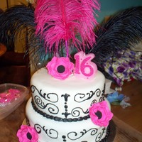 Sweet 16 Made this for my niece's 16th birthday. Chocolate cake with ganache filling and vanilla cake with lemon curd filling. Covered in...