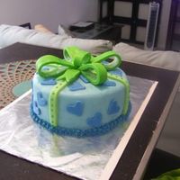 Present.jpg 21st Bday Cake for my best friend.. Strawberry cake with vanilla buttercream =]