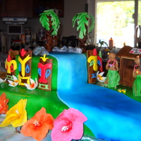 Luau Cake Luau Graduation Cake, all fondant... the pieces took me like 3 days but i'm proud.
