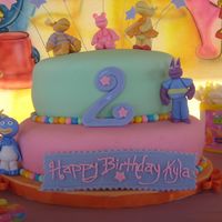 Img_0956.jpg FONDANT COVERED CAKE, TOP TIER MARBLE CAKE WITH VANILLA BC ICING, BOTTOM TIER ALMOND CAKE WITH ALMOND BC ICING, BANNER MADE OF 50% FONDANT...