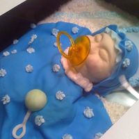 Baby Babys head is all fondant with BC accents and doll pacifier