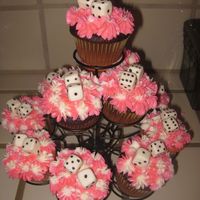Bunco Cupcakes fondant dice, chocolate and strawberry cupcakes with bc frosting