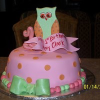 Owl Cake she had a picture of an owl that looked similar to this and wanted it standing on top of the cake...