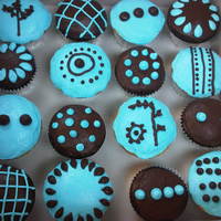 Aqua And Chocolate Cupcakes 