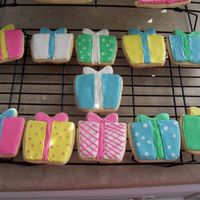 Birthday Present Cookies For Paul NFSC with royal icing.