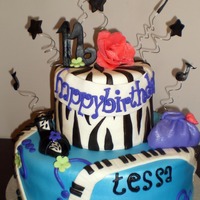 16Th Birthday Cake Gumpaste shoe and purse, all other decorations are fondant.