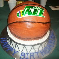 Jazz Ball Cake I made this for my grandma's 80th! She is a huge Utah Jazz fan! Everything is eadible. This was my first time trying my new airbrush...