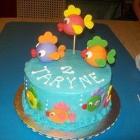 Fishy Cake I made this for my little girl' birthday! She loves fish! The fish are fondant covered RCT. Thanks for looking! :)