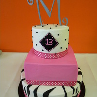 13Th Birthday B/C with fondant stripes.