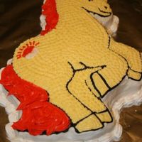 My Lil Pony Wilton precious pony cake pan. Buttercream icing tinted to make Sunburst - my little pony!