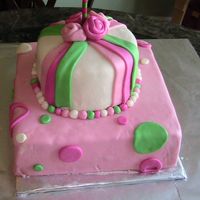 Retro Girls Birthday Cake Top tier is chocolate with ganache, bottom tier is butter-cake with buttercream icing. I made my own fondant. This is only my 3rd fondant...