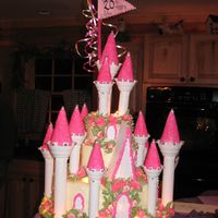 Alex's 20Th Birthday Castle I used Wiltons Castle Kit for this, but added a few of my own ideas....I added an extra layer, added lights arounds all layers, made a...