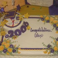 Alex's Graduation Cake The stars, graduation cap with tassle, numbers 2006, diploma and a few of the flowers are made of fondant. Everything else is buttercreme...