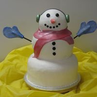 Snowman This Snowman looks like he's covered with fondant....but...it's actually smoothed icing..The earmuffs, nose, scarf and gloves are...