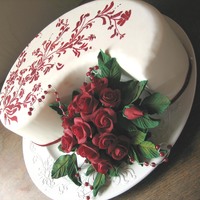 Red Paintet Cake With Roses 