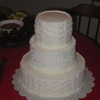 Donna's Shower Cake this is my first bridal shower cake! It's a butter cake for the bottom and top tier filled with fresh strawberry filling and the...