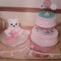 Baby Shower Cake The baby's room was done in "Clothes Line" so I wanted to replicate the clothes line on the board. The flowers on top of the...