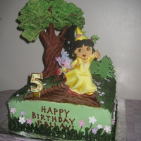 Princess Dora Birthday Cake This took me 2 whole days to realise the dora and the tree using modelling paste and entirely handcrafted.