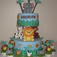 Animal Pillars Birthday Cake Did not have globe pillars to create this cake so used normal pillars instead and the animals was build up on the pillars. Think the...