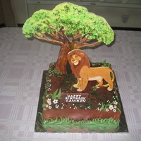Simba Lion King Birthday Cake Sugarhandcrafted Tree and Simba and handpainted after