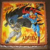 Batman N Superman Birthday Cake Handpainted Batman n Superman on gumpaste