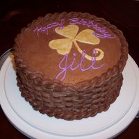Jillscake.jpg Yellow cake with chocolate butter cream. I was told she was Irish and an ECU fan and went from there....